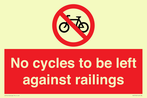 No cycles to be left against railings